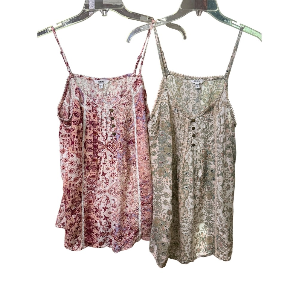 Cottage Core Boho Cami's Rayon Flowy Floral Feminine Sonoma Sz Small Lot of 2